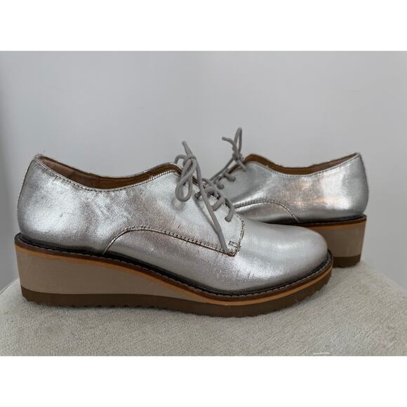 Sofft Salerno Silver Platform Loafer Lace Up Oxford NWOB 8 - Picture 1 of 12